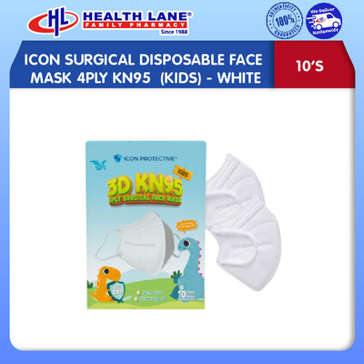 ICON SURGICAL  MASK MUKA 4PLY KN95 10'S (KIDS)- WHITE